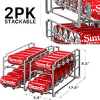 Simple Houseware Stackable Beverage Soda Can Dispenser Organizer Rack, Silver, 2 Pack