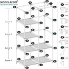 MOGELAFOO 35 Inch Portable Closet for Small Room, Clothing Organizer Storage Rack with Non-Woven Fabric Cover, 1 Clothes Hanging Rod, 6 Storage Shelves, Black