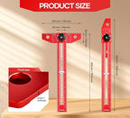 Saker Woodworking Scriber Marking Line Ruler, Adjustable Aluminum Alloy Sliding T-Square Ruler,Precision Line Drawing aid Ruler with Angle Adjustment Scale