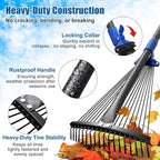 Rake for Leaves: Adjustable Metal Leaf Rake for Lawn, 8-17" Expandable Head, 45” Long Handle,Collapsible Heavy Duty Women Kids Garden Rakes for Yard Pine Needles Mulch Grass Debris Gardening Camping