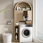 Spurgehom Over The Toilet Storage Cabinet, Bathroom Shelf Organizer Freestanding, Bathroom Arch Cabinet Over Toilet with Toilet Paper Holder and Anti-Tipping Device, Wood