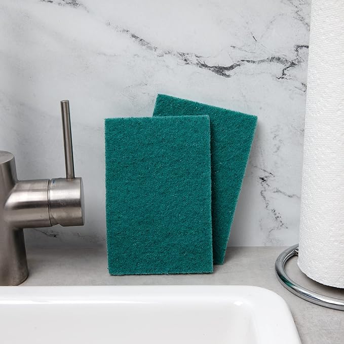 50 Pack Heavy Duty Scouring Pads 4x6 Inch – Green Scrubbing Pads, Non Scratch Bulk Scrub Pads for Kitchen, Dishes, Pots, Pans, Grill & Household Cleaning – Reusable Multipurpose Scrubber Pads