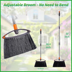 Still Bristle Broom to Sweep Snow, Heavy Duty Broom with Collapsible Handle, Ideal for Indoor Outdoor Hardwood Floors Kitchen Salon Camping Cat Pets Hair Home Room Office, Sturdy and Durable, Gray