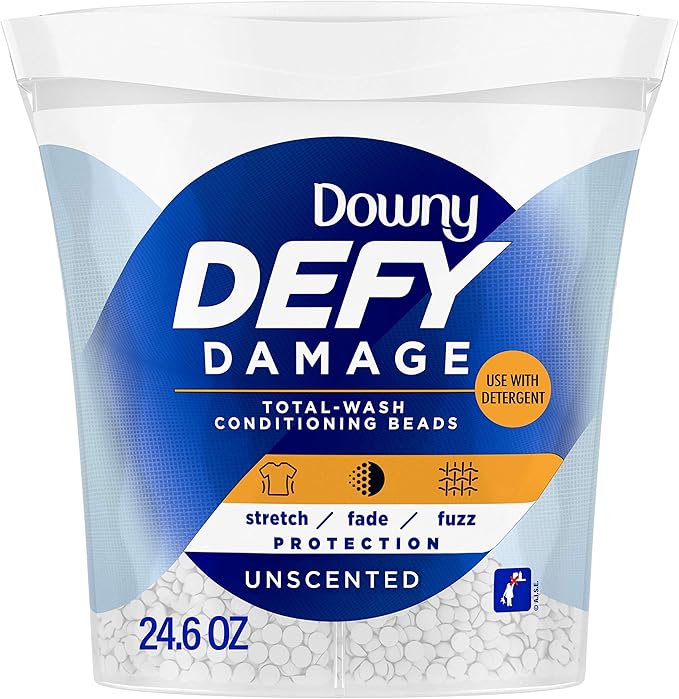 Downy Defy Damage Total-wash Fabric Conditioning Beads, Fabric Softener, Unscented, 24.6 Ounce