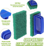 5 Pack Electric Cleaning Brush Pad Kitchen Bathroom Household Cleaning Pad Swimming Pool Wall Cleaning Brush Heavy Duty Griddle Scrubber Scouring Pad and 1 Pack Handle kit(Green)