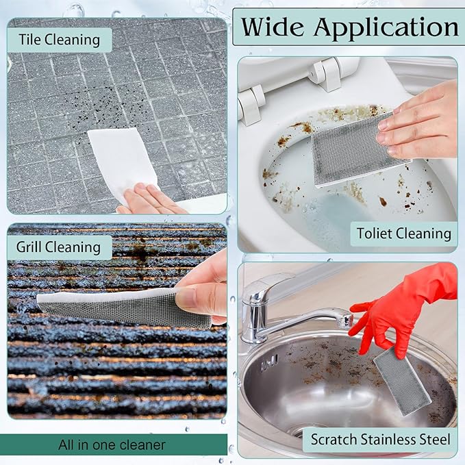 6 Pack Toilet Ring Remover Cleaner Pads Scrubbing Screen for Household Scouring Mesh Pad Sponge Remove Carbon Rust and Scale for Toilet Grill Kitchen Ceramic Tiles Sinks