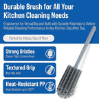SPARTA Scrub Brush Bottle Brush, Dishwasher Safe Brush with Hanging Hole for Cleaning, Plastic, 16 Inches, Gray, (Pack of 4)