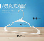 Beddora Plastic Hangers 50 Pack, White Clothes Hangers for Closet Organization and Storage Space-Saving Design, Kids & Adult Coat Hanger for Suits, Shirt & Percheros Ganchos para Colgar Ropa Hangars
