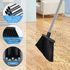 Heavy Duty Angle Broom, 55-Inch Long Handle Extra Wide 12.6 Inch Head, Stainless Steel Tube & PP Bristles for Pet Hair and Dust, Floor Safe - Black
