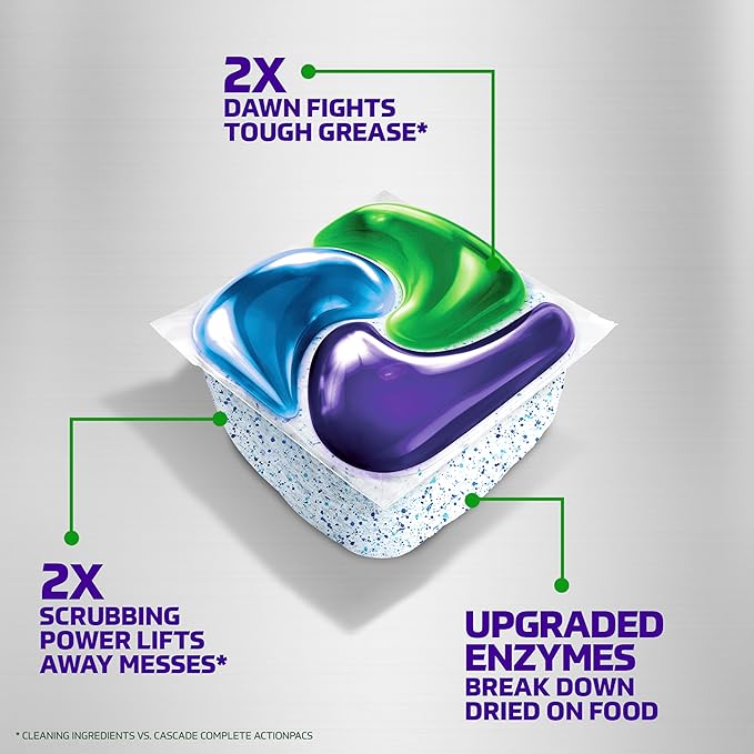 Cascade Platinum Plus Dishwasher Pods, Dishwasher Detergent, Dishwasher Soap, Dish Tabs, Dishwashing Tablets, Dish Detergent, Lemon, Actionpacs, 62 Count