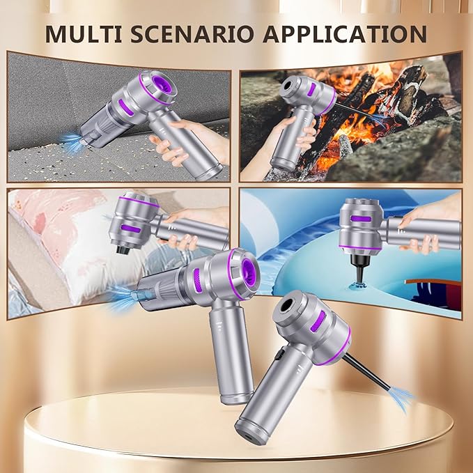 Handheld Vacuum Cordless, Car Vacuum Cleaner with 22000PA Brushless Motor, 4-in-1 Portable for Car Home, Vacuum & Blower, Inflator, HEPA, Pet Brush, LED Light, Type-C (Purple)