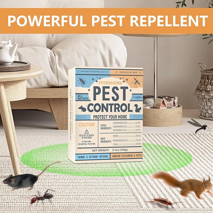 Pest Repellent Balls - Repel Rodent with Peppermint, High-Strength Mice, Mouse, and Rat Repellent - Effectively Deters Spiders, Roaches, Ants, Moths & Pests - 10-Balls