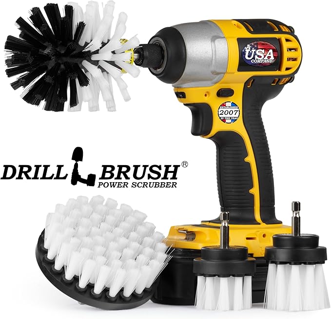 Car Detailing Brush Kit - Wheel Spin Brush - Rim Cleaner - Carpet Scrubber - Glass Cleaner - Automotive Cleaning Brushes - Auto Interior Scrubber - Motorcycle - RV - Supplies for Maintaining Vehicle