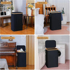 iEGrow 75L Slim Laundry Hamper, Narrow Laundry Basket with Lid,Foldable Clothes Hamper with Bamboo Handles,Hamper Basket with Removable Inner Bag for Laundry Room Bedroom College Dorm,19.8 Gals Black