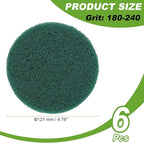 Power Scrub Pads, Scrubbing Pads 180 Grits Scouring Discs - Fitting for (Home Kitchen Cleaning - Drill Attachment - Scrubber Replacement) 6 Pcs & 5 Inch & Green