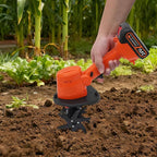 Cordless Mini Tiller Cultivator, 21V Electric Handheld Tiller for Gardening, Lightweight Soil Ripper Garden Tool with 1500mAh Battery & 10cm Tilling Width, Orange ABS Body, Ideal for Home Lawn, Yard