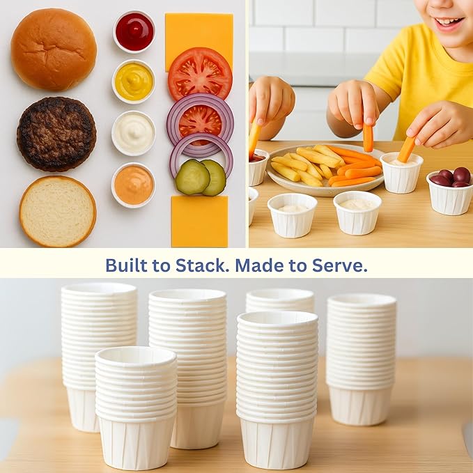 1 Oz Paper Souffle Cups (1000 Pack) Disposable Portion Cups for Ketchup, Condiments, Medicine, Pills, and Food Samples – Ideal for Home, Office, Catering, and Healthcare Use