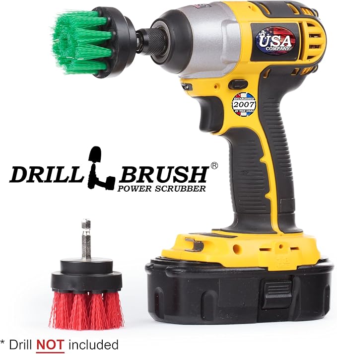 Kitchen Accessories - Pot Cleaner - Rice Cooker - Scrubber - Drill Brush - 2-inch Round Spin Brush Set - Grout Cleaner - Hard Water, Mineral, Calcium, Soap Scum - Rust Remover - Bird Bath - Cleaner