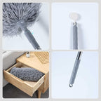BOOMJOY Microfiber Feather Duster with 100 inches Extension Pole, Dusters for Cleaning High Ceiling, Fan, Blinds, Furniture, Dark Grey