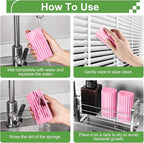 4-Pack Damp Clean Duster Sponge,Pink Damp Dusting Sponge,Duster Baseboard Cleaner Sponge with Ridges,Reusable Wet Duster Sponge,Household Cleaning Sponges for Blinds,Window Track Grooves