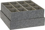 Household Essentials 3 Piece Drawer Organizers Starter Set, Customizable Inserts, Large Tray and 2 Small Trays, Graphite