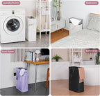 efluky Slim Laundry Basket, Narrow Laundry Hamper with Handles, Collapsible Dirty Clothes Hamper, Tall Laundry Bin for Laundry Room, Dorm and Bedroom, 12.7 Gallons(48L) Light Purple