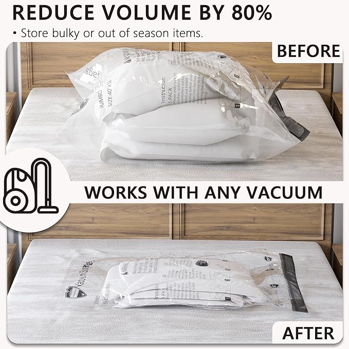 Vacuum Storage Bags with Electric Pump, Compression Packing Bags for Travel Luggage, Space Saver for Clothing Clothes Bedding Blankets Pillows, 10 X-Jumbo