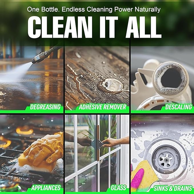 20% Vinegar Cleaning Spray Kit - All-Purpose 4L Vinegar Cleaner with Electric Sprayer for Home, Garden and Outdoor Surfaces - Organic, Pet-Safe Window & Glass Cleaning Solution