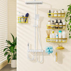 Moforoco Adhesive Shower Caddy Organizer Shelves Rack - 5 Pack Corner Bathroom Storage Organization, Home & Kitchen Decor Inside RV Accessories, Hanging First Apartment Household Camper Essentials