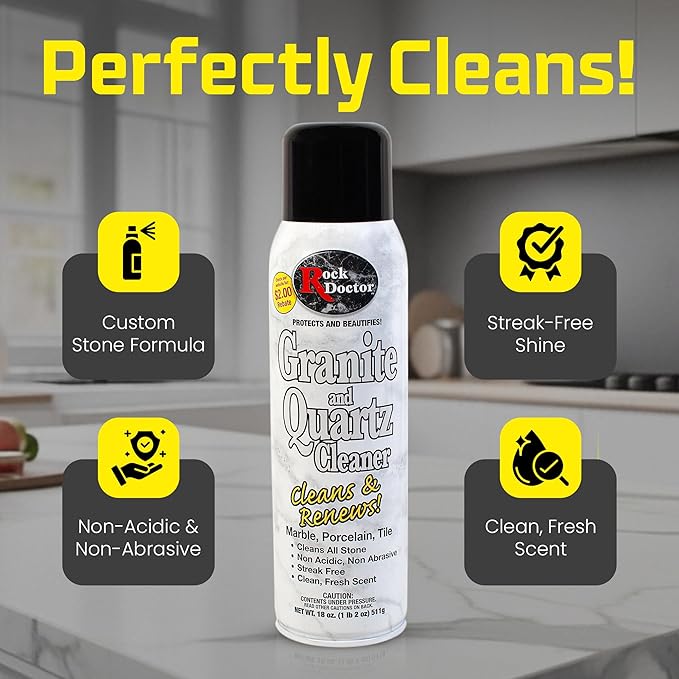 Rock Doctor Granite & Quartz Care Kit, 3 Piece Maintenance Stone Care Combo Kit – Cleans & Renews Marbel, Travertine, Tile and All Other Stone, Fresh, Pack of 3, 54.0 Ounce