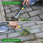 2 Pack 13" Crack Weeder Crevice Weeding Tool with Garden Gloves, Stainless Steel Manual Weeder Lawn Yard Gardening Hand Tool (L-Shape)