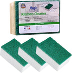 Compac Home Magic-Stone Kitchen Cleaner Scrub - 2-Sided Scouring Brick/Sponge, Easily Removes Stubborn Grime, Grease, Food from Oven Trays, Pans, Cookie Sheets, 4 Count