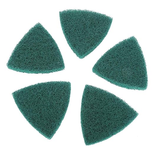 YWBL-WH 5Pcs Scouring Scrub Pads, Reusable Triangle Polishing Pad Self Adhesive Plate Grinding Machine Accessories, 3.5 * 3.5 * 3.5inch