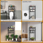 Livilord 3 Tier Over The Toilet Storage Rack with Toilet Paper Holder, Metal Freestanding Bathroom Shelves with 4 Hooks, Over Toilet Storage Shelf for Bathroom Storage, Black