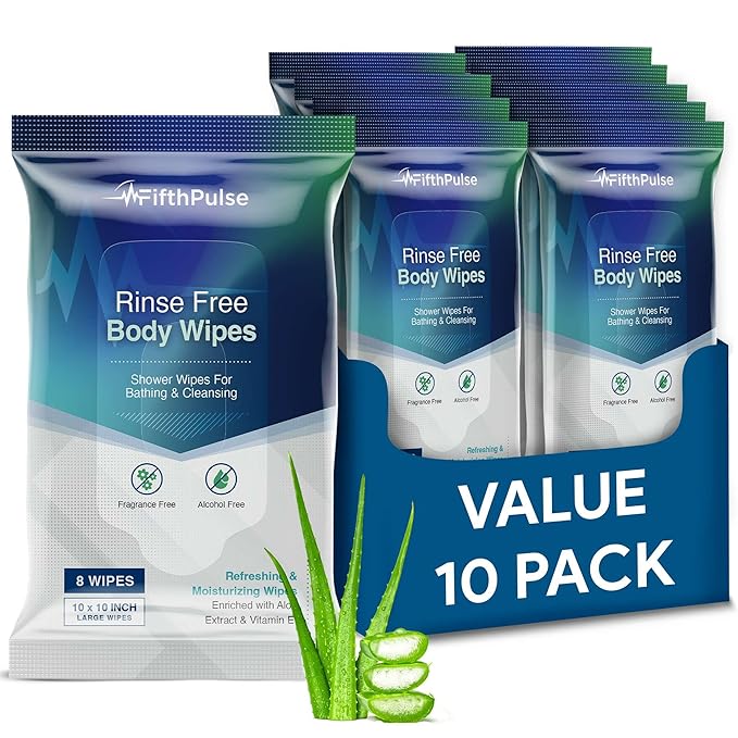 XL Adult Body Wipes for Women & Men - Pack of 80 Large Cleansing Wipes for Travel, Gym & More