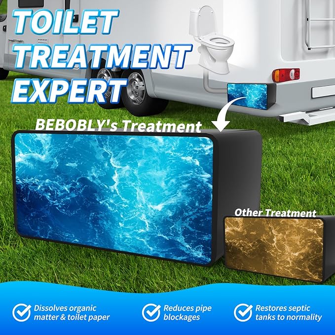 RV Toilet Treatment Drop Ins, Extra Strength Septic Tank Treatment & Cleaner, Waste Breakdown/Odor Control, RV Black Tank Treatment for RVs, Boats & Portable Toilets (20 Pack)