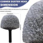 2 Pack Robust Cobweb Duster Head Brush – Superior Twist-On Web Cleaning Tool – Spider Web Remover Brush Compatible with Standard 3/4 Inch Threaded Poles for Outdoor & Indoor Use – Head Only (Grey)