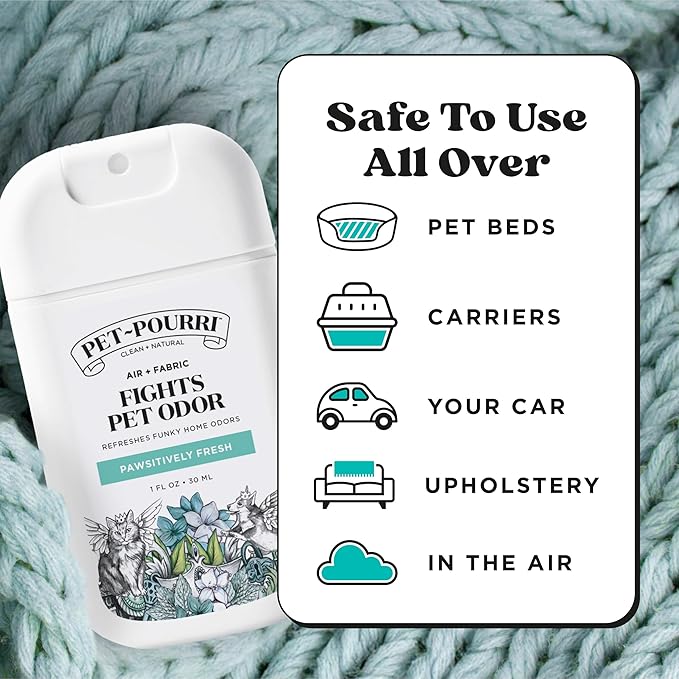 Poo-Pourri Pawsitively Fresh Pocket Deodorizer Spray – Dog & Cat Odor Remover – Plant Based Ingredients – Vet Recommended – Great for Air, Carpet, Fabric, Litter Box, Urine & Strong Pet Odors