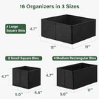 Kootek 16 Pack Drawer Organizer Clothes, Dresser Drawer Organizers for Clothing Fabric Foldable Closet Organizers and Storage Bins for Baby Clothes, Nursery, Underwear, Bras, Socks