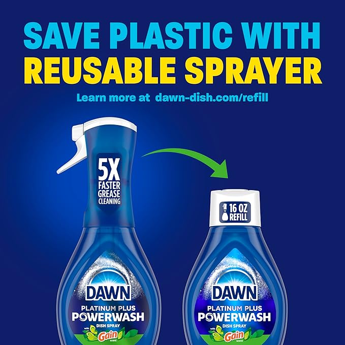 Dawn Powerwash Gain Original Dish Spray, Liquid Dish Soap 2 Refills, 43 Fl Oz