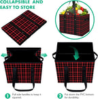 WISELIFE Reusable Grocery Bags 6 Pack,Large Grocery Tote Bag Water Resistant Shopping Bags Foldable Grocery Bag for Clothes,Shoes and Picnic,Red