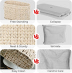 GRANNY SAYS Toilet Paper Storage, Toilet Paper Basket for Bathroom, 6 Mega Rolls Organizer Free Standing, Wicker Basket for Bathroom Storage, Butter Milk