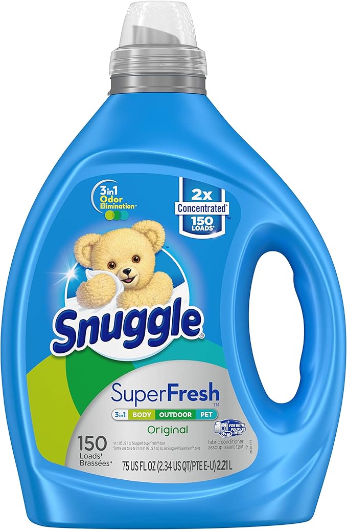 Snuggle SuperFresh Fabric Softener Liquid,Ultra Concentrated,78.8 Oz,150 Medium Loads,Morning Breeze Fabric Conditioner,Lasting Scent,Fights Stubborn Odors,Softens,Reduces Static&Wrinkles,(Pack of 2)