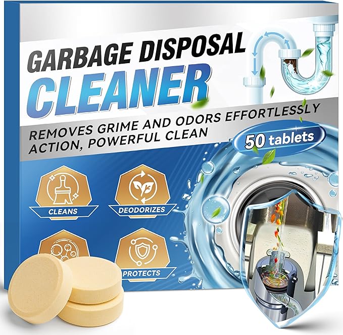 Garbage Disposal Cleaner and Deodorizer Tablets - 50 Count (1-Year Supply), Powerful Foaming Sink Cleaner, Quickly Eliminates Odors (49, Tablet)