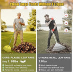 Plastic Garden Rake for Leaves - Lightweight Leaf Rake with Anti-Break Nylon Head, 16.5" Wide, 35–75" Adjustable Yard Rake for Lawn,Gardening,Grass & Pine Needles, Easy for Women, Seniors & Kids