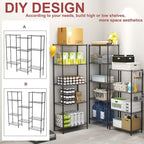 HOMEFORT 5-Shelving Unit, Adjustable Wire Shelving, Metal Wire Shelf Rack Organizer for Kitchen, Pantry, Closet, Bathroom, Laundry, Black,21" W x 11" D x 53" H