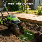 20V Battery Tiller for Gardening, Cordless Electric Tiller Cultivator with 2×4.0Ah Batteries, 14" Tilling Width, 8.7" Depth, 48 Steel Tines Rototiller for Soil Cultivation