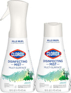 Clorox Disinfecting Mist, Eucalyptus Peppermint, Household Essentials, 1 Spray and 1 Refill, 16 oz Each