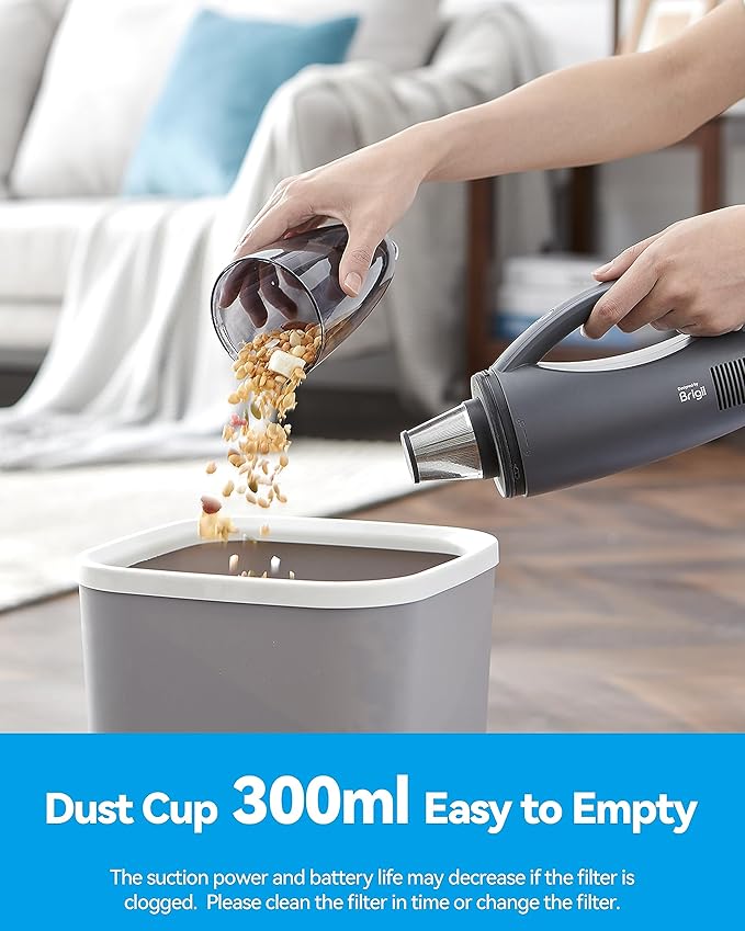 Brigii Pet Hair Vacuum with Anti-Tangle Hair Tool, Cordless Stairs Vacuum, 12KPA/25AW Handheld Vacuum with BRUSHLESS DC Motor, Lightweight 1.13lbs, USB-C Rechargeable-MX30