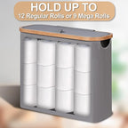 efluky Toilet Paper Basket 28L, Toilet Paper Storage with Lid for Bathroom, Free Standing Holder Organizer Holds Up to 9-12 Rolls, Grey